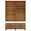 Ver imagem 6 de Guarda-Roupa Bipartido 4 Portas 4 Gavetas 100% Madeira Maciça Linha Ouro