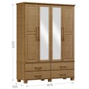 Ver imagem 3 de Guarda-Roupa Bipartido 4 Portas 4 Gavetas 100% Madeira Maciça Linha Ouro Marrom/Freijó
