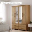Ver mais imagens de Guarda-Roupa Bipartido 4 Portas 4 Gavetas 100% Madeira Maciça Linha Ouro Marrom/Freijó