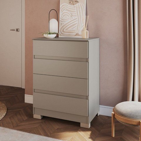 Cômoda 4 Gavetas Maia 71,5cm x 97cm x 45,3cm Cinza/Níquel