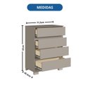 Ver imagem 5 de Cômoda 4 Gavetas Maia 71,5cm x 97cm x 45,3cm Cinza/Níquel