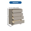 Ver imagem 5 de Cômoda 4 Gavetas Maia 71,5cm x 97cm x 45,3cm Cinza/Níquel