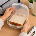 Ver imagem 5 de Kit 4 Porta Lanche Sanduiche Lancheira Transparente Sanduicheira Portatil com Trava Bpa Free Pote Al