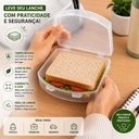 Ver imagem 7 de Kit 4 Porta Lanche Sanduiche Lancheira Transparente Sanduicheira Portatil com Trava Bpa Free Pote Al