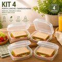 Ver imagem 2 de Kit 4 Porta Lanche Sanduiche Lancheira Transparente Sanduicheira Portatil com Trava Bpa Free Pote Al