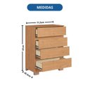 Ver imagem 5 de Cômoda 4 Gavetas Maia 71,5cm x 45,3cm x 97cm Marrom