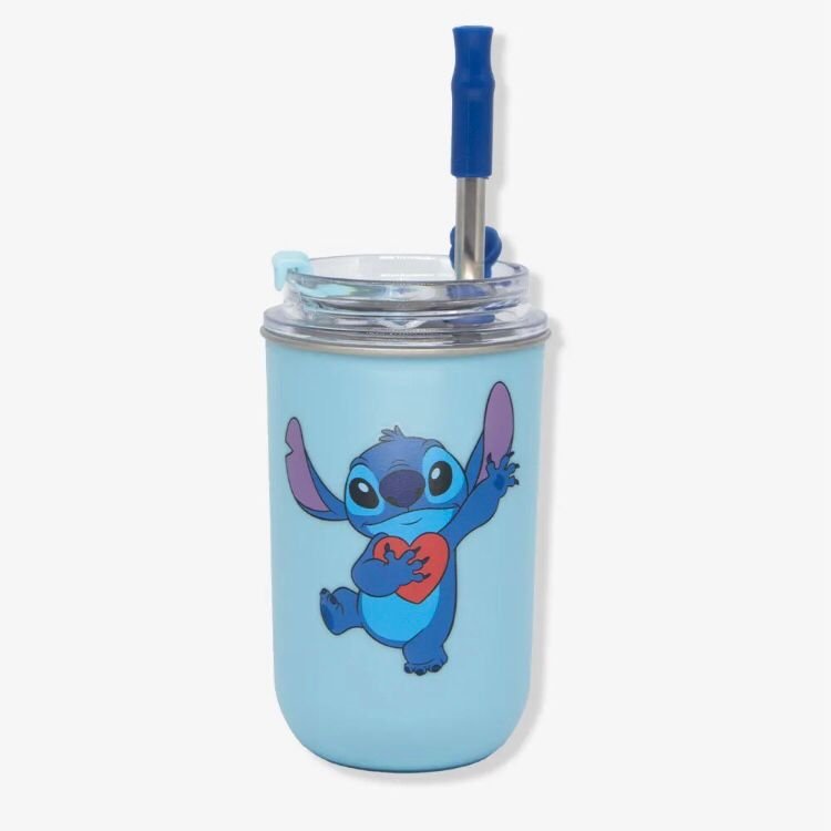 Copo Neo com Canudo 300ml Stitch Namorados - Disney Zonacriativa Copo Termico - 1