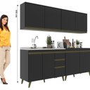 Ver imagem 4 de Cozinha Modulada Compacta 4 Peças 8 Portas 3 Gavetas Ema Yescasa Preto