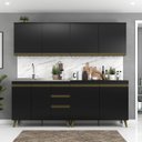 Ver imagem 1 de Cozinha Modulada Compacta 4 Peças 8 Portas 3 Gavetas Ema Yescasa Preto