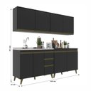 Ver imagem 3 de Cozinha Modulada Compacta 4 Peças 8 Portas 3 Gavetas Ema Yescasa Preto
