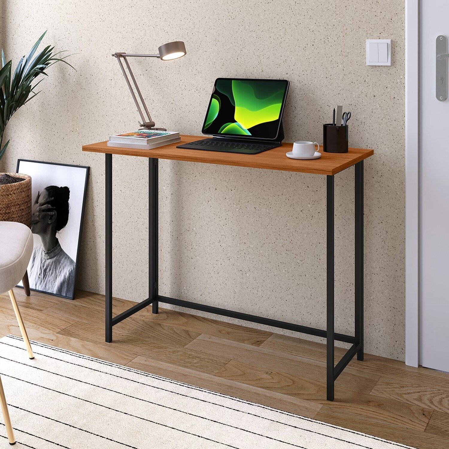 Escrivaninha Retrátil Mesa de Computador Elevare Vai Montada Madeirada ...