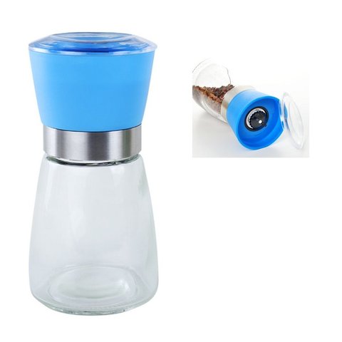 Moedor de Pimenta e Sal Manual Portátil 160ml Vidro Plástico FRG0375 Azul Frigopro