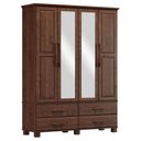 Ver imagem 3 de Guarda-Roupa Bipartido 4 Portas 4 Gavetas 100% Madeira Maciça Linha Ouro Marrom/Café
