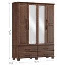 Ver imagem 4 de Guarda-Roupa Bipartido 4 Portas 4 Gavetas 100% Madeira Maciça Linha Ouro Marrom/Café