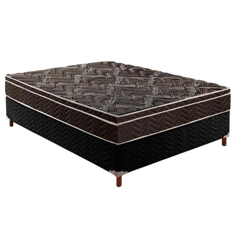 Cama Box Casal: Colchão Ortopédico Paropas D28/EP Pasquale + Base CRC Rústico Black(138x188)