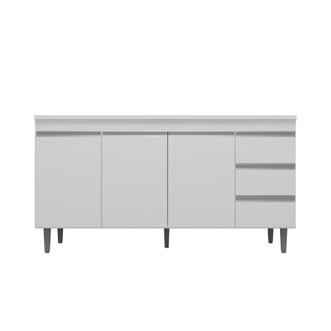 Balcão de Cozinha para Pia Andréia 150cm Branco S/ Tampo - AJL Móveis