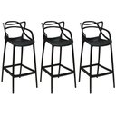 Ver imagem 1 de Kit 3 Banqueta Alta Allegra com Encosto Design Cozinha/bancada - Preto