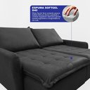 Ver imagem 2 de Sofá sem Caixa Retrátil 1,80m Softgel Luna Velusoft Preto Cama Inbox