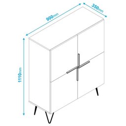 Armário para Lavanderia com 4 Portas e 4 Nichos Bs 262 - Brv Móveis - Castanho / Ades Coral / - 3