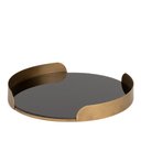 Ver imagem 1 de Bandeja Decorativa Metal Dourado com Espelho Preto 40cm 22659g Mart