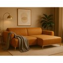 Ver imagem 2 de Sofá com Chaise Lado Direito 230cm Cocie Courino Caramelo - Sallar Home