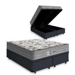 Cama Baú Queen Preto + Colchão de Molas Ensacadas Probel Evolution Prodormi - 158x198 - 1