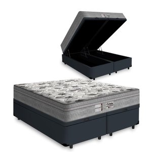 Cama Baú Queen Preto + Colchão de Molas Ensacadas Probel Evolution Prodormi - 158x198