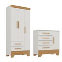 Ver imagem 3 de Quarto Infantil Completo Soninho 4 Portas 6 Gavetas Branco/cinamomo - Panorama Móveis