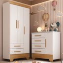 Ver imagem 1 de Quarto Infantil Completo Soninho 4 Portas 6 Gavetas Branco/cinamomo - Panorama Móveis