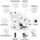 Ver imagem 3 de Poltrona do Papai Reclinável Pietra Power Touch Massagem Fh9 Pu Branco - Mpozenato
