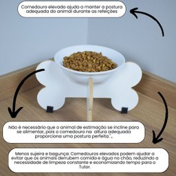 Comedouro Elevado Gato Cachorro Pet Mdf Modelo Osso:15cm/porcelana - 3