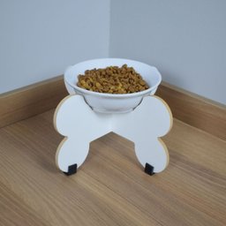 Comedouro Elevado Gato Cachorro Pet Mdf Modelo Osso:15cm/porcelana - 5