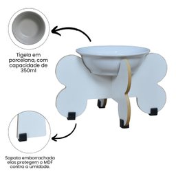 Comedouro Elevado Gato Cachorro Pet Mdf Modelo Osso:15cm/porcelana - 4