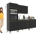 Ver imagem 4 de Cozinha Modulada Compacta 4 Peças 9 Portas 3 Gavetas com Torre Quente Ema Yescasa Preto