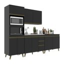 Ver imagem 2 de Cozinha Modulada Compacta 4 Peças 9 Portas 3 Gavetas com Torre Quente Ema Yescasa Preto