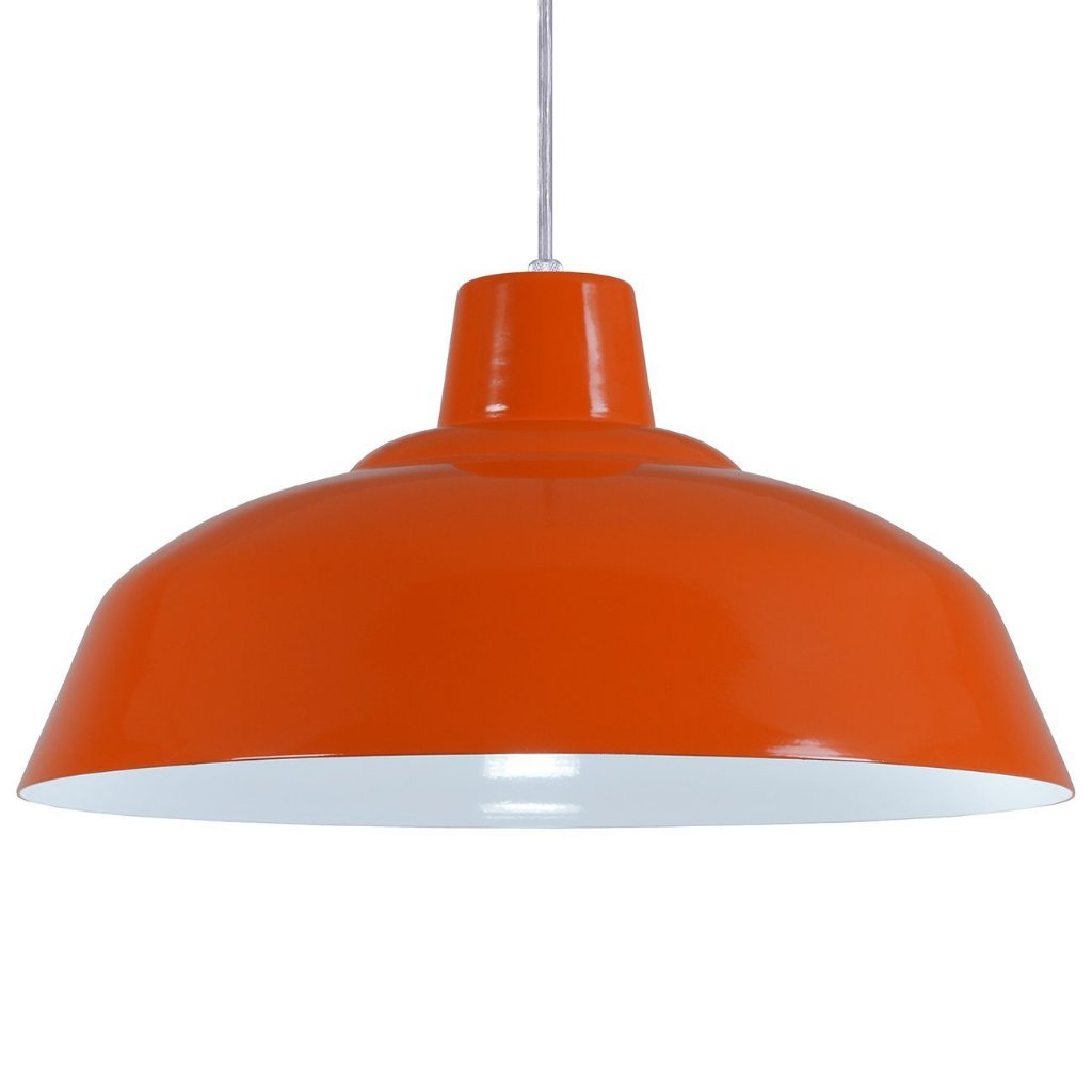 Pendente Retrô 34cm Luminária Lustre Alumínio Laranja - T&T Iluminação - 3