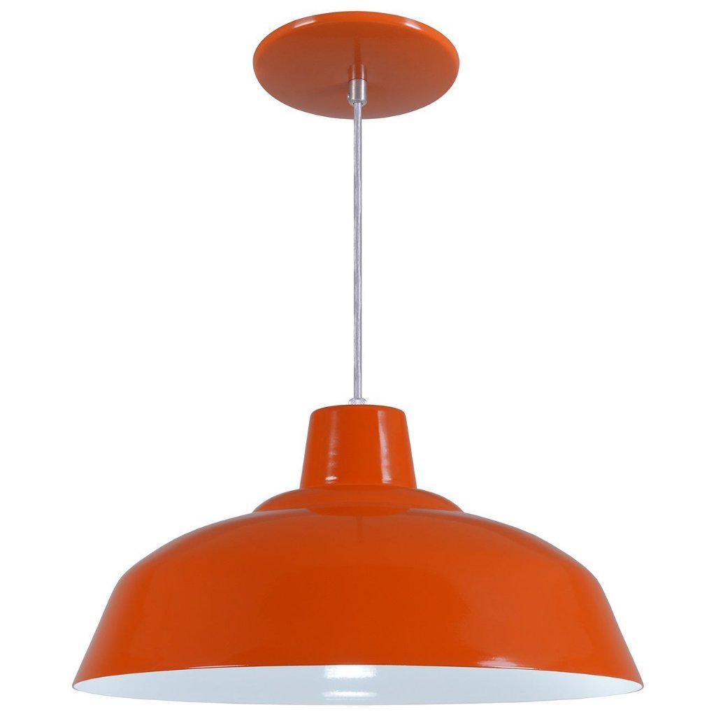 Pendente Retrô 34cm Luminária Lustre Alumínio Laranja - T&T Iluminação