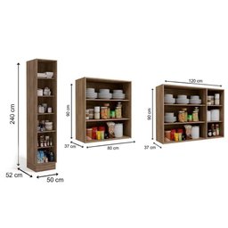 Cozinha Modulada Kappesberg Maxxi 3 Peças (2 Armários + 1 Paneleiro) Cpt34 Nogal - 4