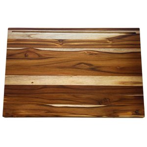 Tábua de Churrasco Canaleta 60x40cm Madeira Teca Corte Carne Cozinha Zanline