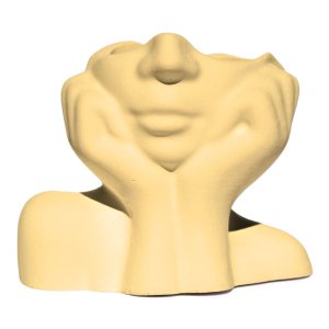 Vaso Decorativo Mão no Rosto 11cm Cimento Artesanal - Amarelo