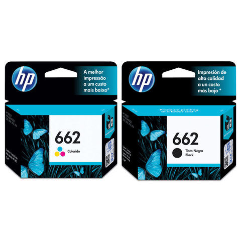 Cartucho de Tinta Hp 662 Kit Preto e Color Cz104ab Cz103ab