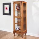 Ver imagem 1 de Cristaleira de Madeira Maciça com 1 Porta 3 Prateleiras e Laterais em Vidro Pés Luiz Xv 5109 Genebra