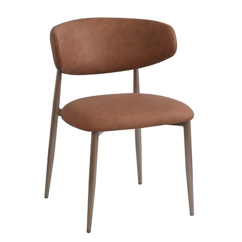 Cadeira Napoli Base Champagne - Pu Caramelo