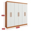 Ver imagem 4 de Guarda Roupa 6 Portas 4 Gavetas Supreme Marrom/Freijó/Off White