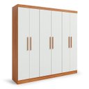Ver imagem 3 de Guarda Roupa 6 Portas 4 Gavetas Supreme Marrom/Freijó/Off White