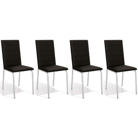 Kit 4 Cadeiras Sala Jantar Amsterdã C091 4 Un Cromada Preto 110