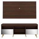 Ver imagem 3 de Rack Com Painel E Suporte Tv 65" Retrô Com Espelho Flórida Multimóveis V3142 Duna/Natural