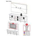 Ver imagem 5 de Rack Com Painel E Suporte Tv 65" Retrô Com Espelho Flórida Multimóveis V3142 Duna/Natural