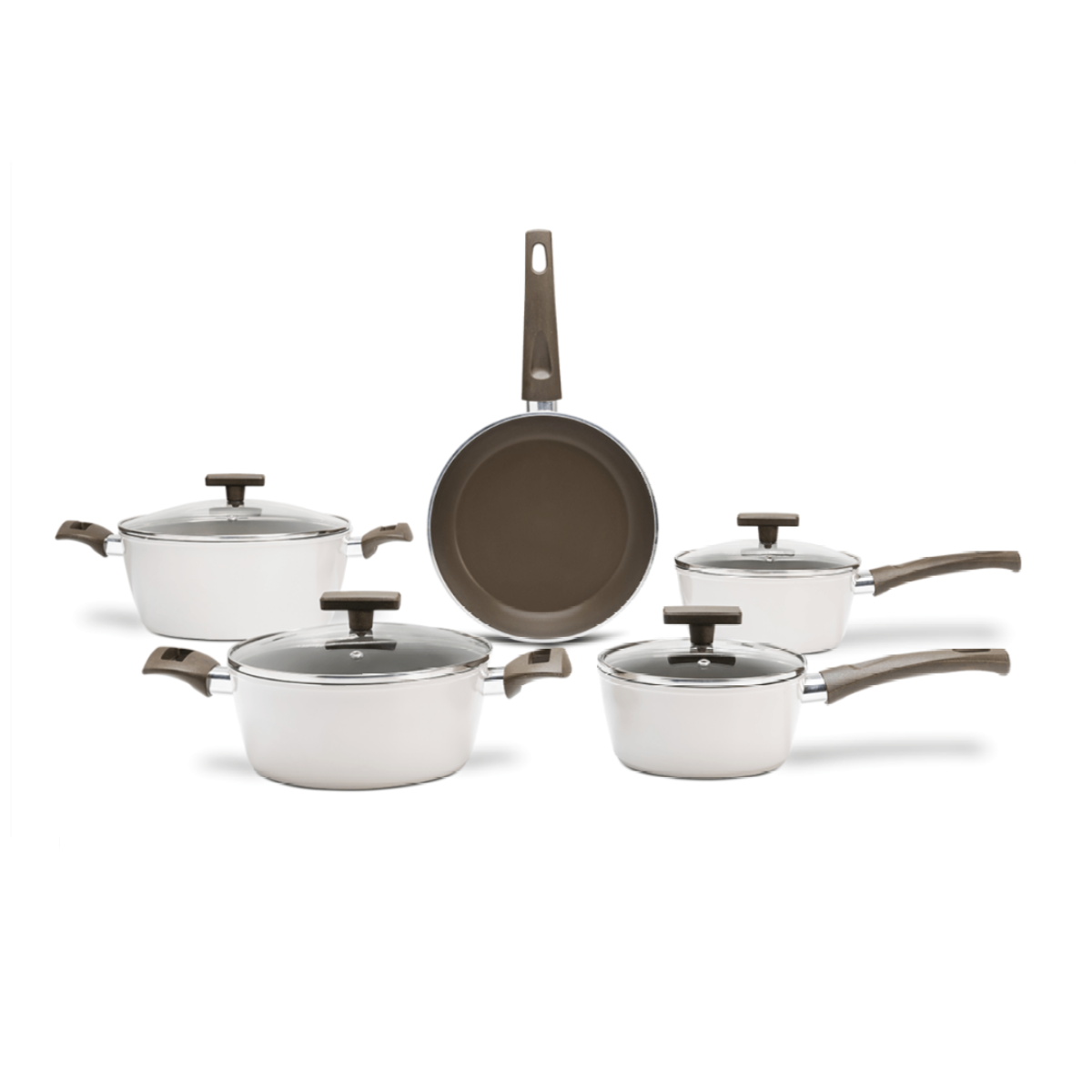 Conjunto Jogo de Panelas e Frigideira Fundo Fogão Indução Revestimento Cerâmica Antiaderente Ceramic - 1