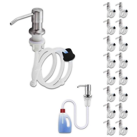 Dispenser Sabao Pia Kit 16 Uni Liquido Detergente Sabonete Mangueira Flexivel Cozinha Banheiro Embut